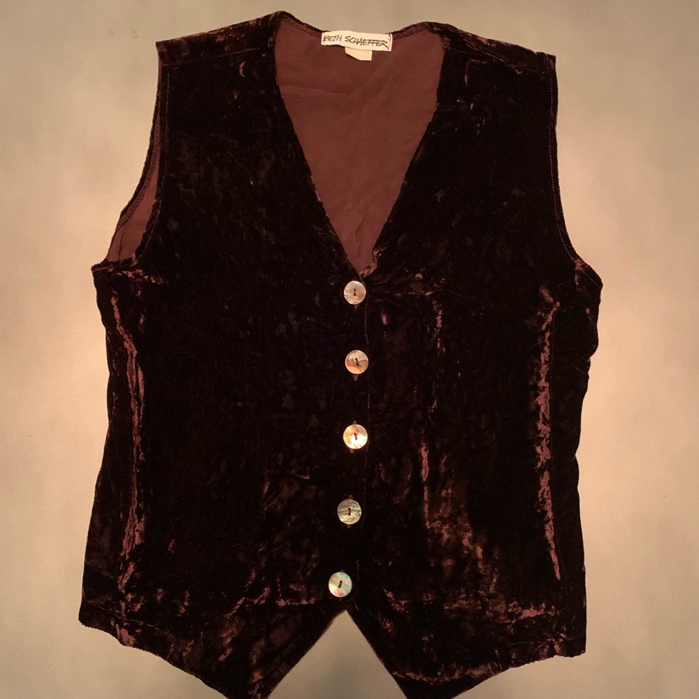 Vintage Beth Schaeffer Crushed Velvet Vest